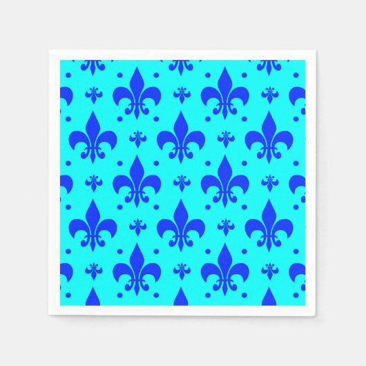 Blauw Fleur-de-lis Patroonontwerp Servet (Voorkant)