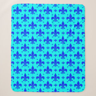 Blauw Fleur-de-lis Patroonontwerp Sherpa Deken
