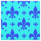 Blauw Fleur-de-lis Patroonontwerp Stof (Close Up)