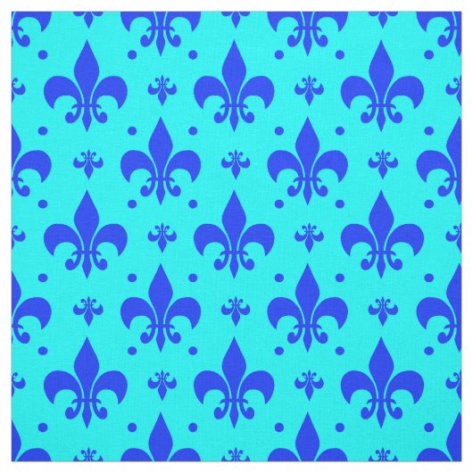 Blauw Fleur-de-lis Patroonontwerp Stof (Swatch)