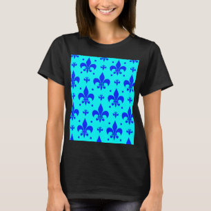 Blauw Fleur-de-lis Patroonontwerp T-shirt