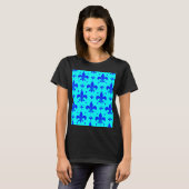 Blauw Fleur-de-lis Patroonontwerp T-shirt (Voorkant volledig)