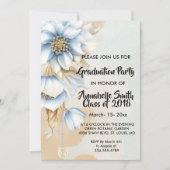  Blauw floraal Afstuderen Kaart (Voorkant)