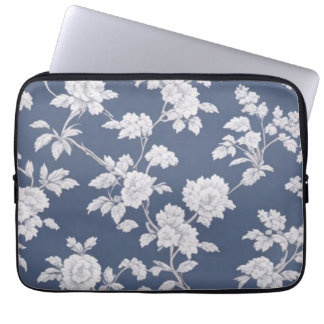 Blauw floraal hoesje laptop sleeve
