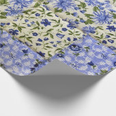 blauw floraal patchwork cadeaupapier (Hoek)