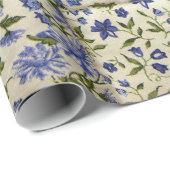 blauw floraal patchwork cadeaupapier (Rol Hoek)