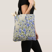 blauw floraal quilt-ontwerp tote bag (Dichtbij)