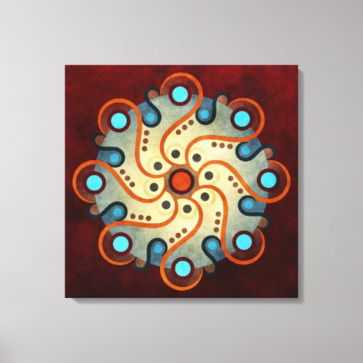 Blauw Floral Abstract Vector Kunstschildpad Pr Canvas Afdruk (Voorkant)