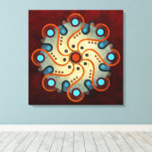 Blauw Floral Abstract Vector Kunstschildpad Pr Canvas Afdruk (Insitu (Houten vloer))