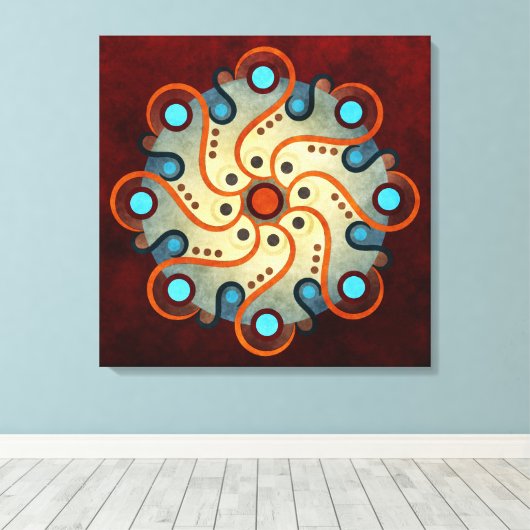 Blauw Floral Abstract Vector Kunstschildpad Pr Canvas Afdruk (Insitu (Houten vloer))