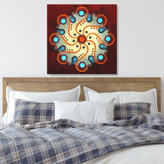 Blauw Floral Abstract Vector Kunstschildpad Pr Canvas Afdruk (Insitu (Slaapkamer))