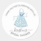 Blauw Floral Apron Vrijgezellenfeest Envelope Seal Ronde Sticker (Voorkant)