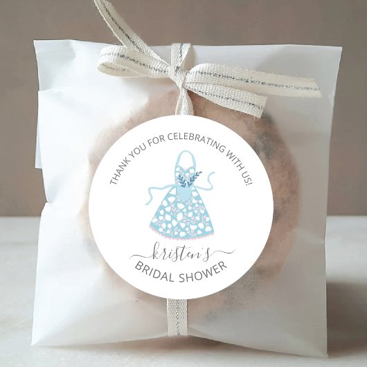 Blauw Floral Apron Vrijgezellenfeest Envelope Seal Ronde Sticker