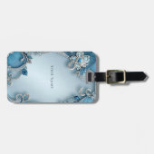 Blauw  Floral Bagagelabel (Voorkant horizontaal)