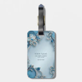 Blauw  Floral Bagagelabel (Achterkant verticaal)