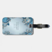 Blauw  Floral Bagagelabel (Achterkant horizontaal)