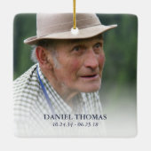 Blauw Floral Cross | Memorial-kerstmis Keramisch Ornament (Achterkant)