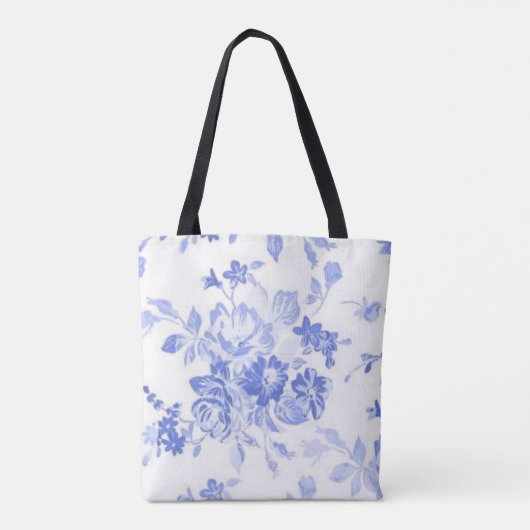 Blauw Floral Custom Teacher Design Tote Bag (Achterkant)