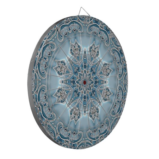 Blauw  Floral Dartboard Dartbord (Voorkant Links)