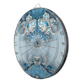 Blauw Floral Dartboard Dartbord (Voorkant Rechts)