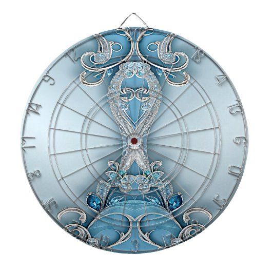 Blauw  Floral Dartboard Dartbord (Voorkant)