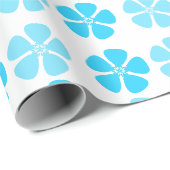 Blauw Floral design Cadeaupapier (Rol Hoek)