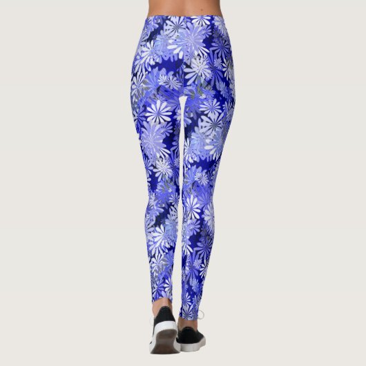 Blauw Floral design Leggings (Achterkant)