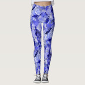 Blauw Floral design Leggings (Voorkant)