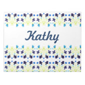 Blauw Floral design Notitieblok (Voorkant)