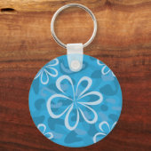 Blauw Floral design Sleutelhanger (Voorkant)