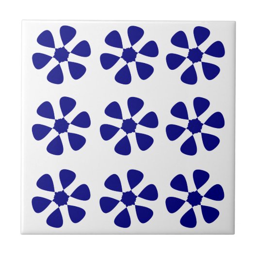 Blauw Floral design Tegeltje (Voorkant)