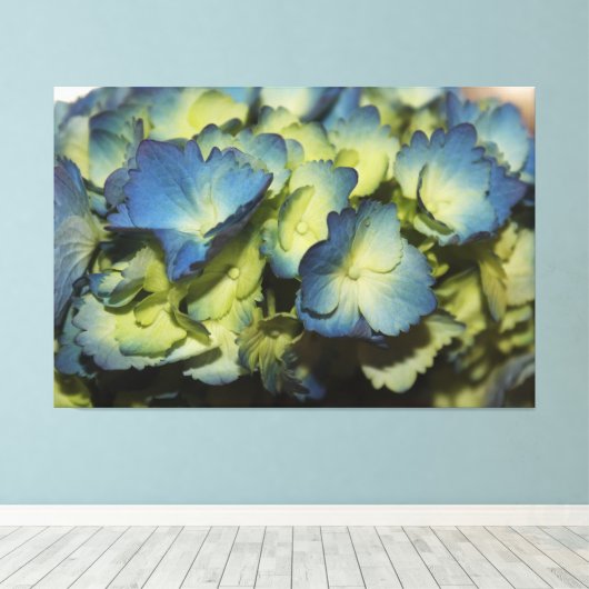 Blauw Floral Designer Canvas (Insitu (Houten vloer))