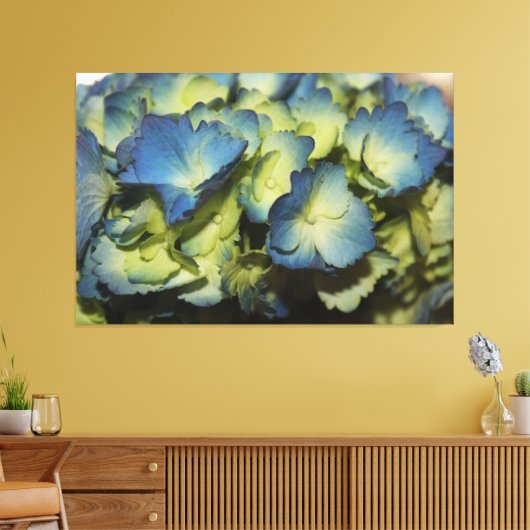 Blauw Floral Designer Canvas (Insitu (Woonkamer))