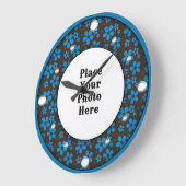 Blauw Floral Lijst Uw fotowandklok Grote Klok (Hoek)