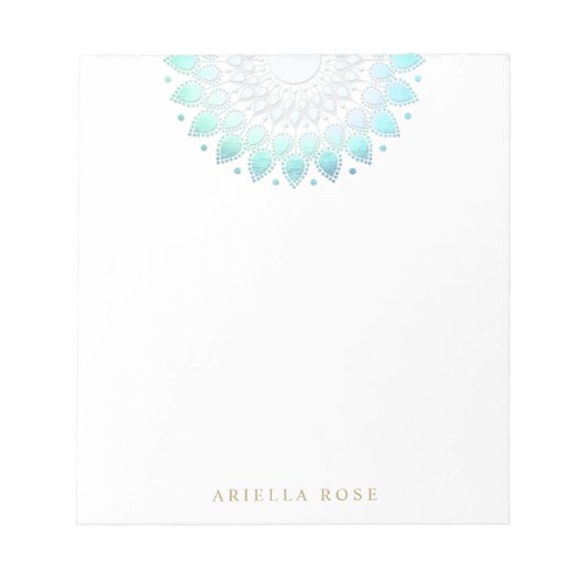 Blauw Floral Lotus-blok Notitieblok (Voorkant)