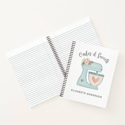 Blauw Floral Mixer Bakery Chef Notitieboek (Binnen)