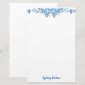 Blauw floral note papier (Voorkant / Achterkant)