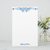 Blauw floral note papier (Staand voorkant)