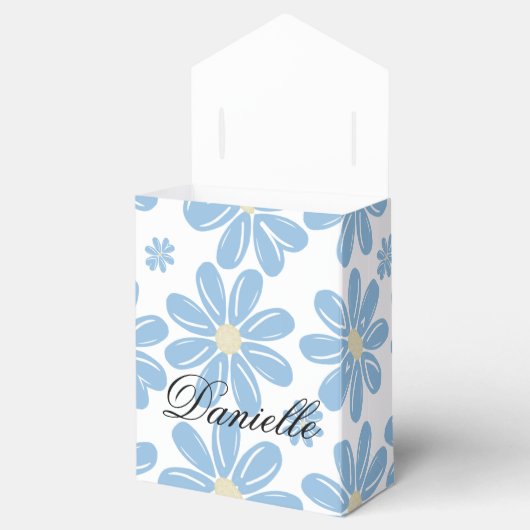 Blauw Floral Patroon - Aangepaste fortuinbox Bedankdoosjes (Geopend)