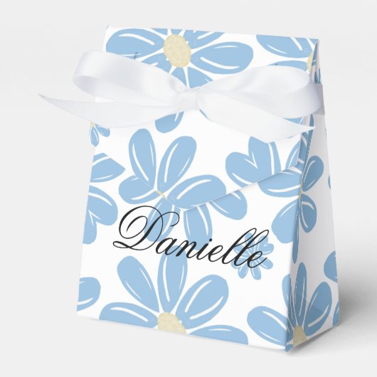 Blauw Floral Patroon - Aangepaste fortuinbox Bedankdoosjes (Voorkant Zijde)