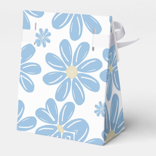 Blauw Floral Patroon - Aangepaste fortuinbox Bedankdoosjes (Achterkant)