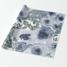 Blauw Floral Patroon, artistieke Waterverf