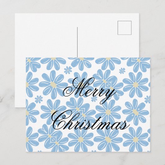 Blauw Floral Patroon - Gepersonaliseerd Briefkaart (Voorkant / Achterkant)