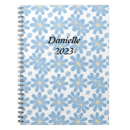 Blauw Floral Patroon - Gepersonaliseerd Notitieboe Notitieboek
