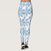 Blauw Floral Patroon - Leggings (Achterkant)