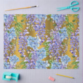 Blauw Floral Patroon op goud Tissuepapier (Craft)