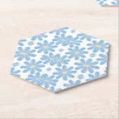 Blauw Floral Patroon - Papieren Onderzetters (Schuin)