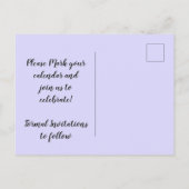 Blauw Floral Patroon sparen de Datum Aankondigingskaart (Achterkant)