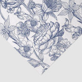 Blauw  Floral Pattern Elegant Tissuepapier (Detail)