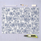 Blauw  Floral Pattern Elegant Tissuepapier (Craft)